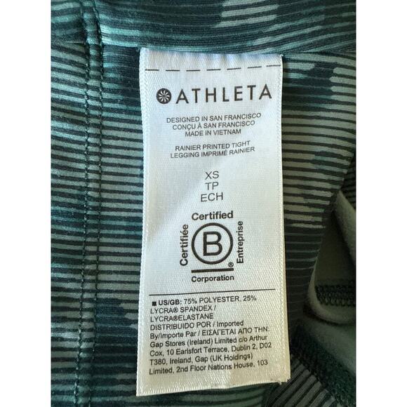 Athleta Rainier Tight Spliced Floral Minimalistic Grey Green Extra Small XS - Picture 10 of 11